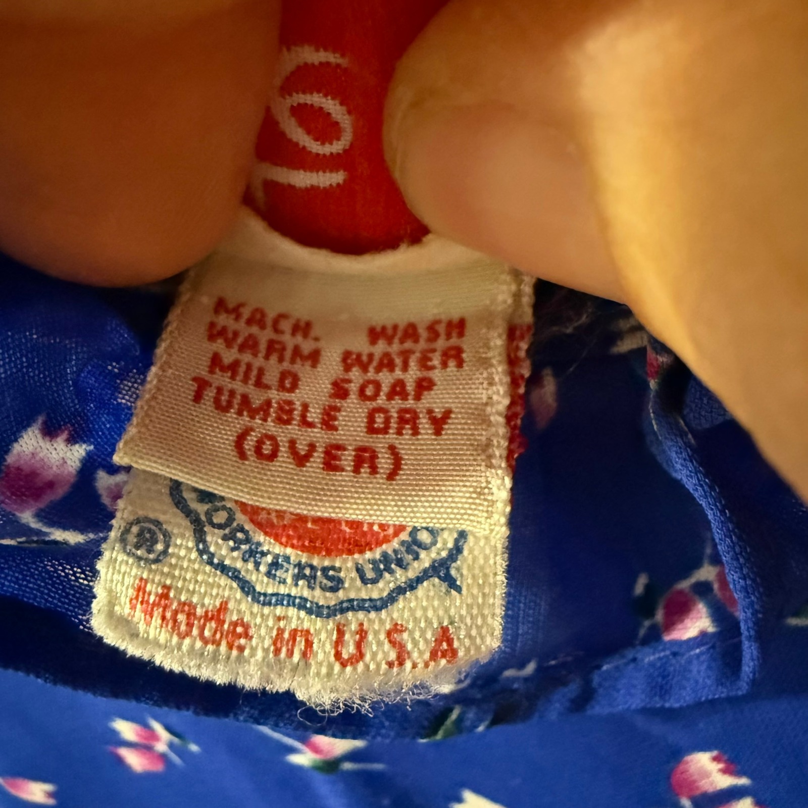 Vintage Secretary Dress Size L Route One Petite Miss Usa Ilgwu Made Blue Floral — image 7 of 8